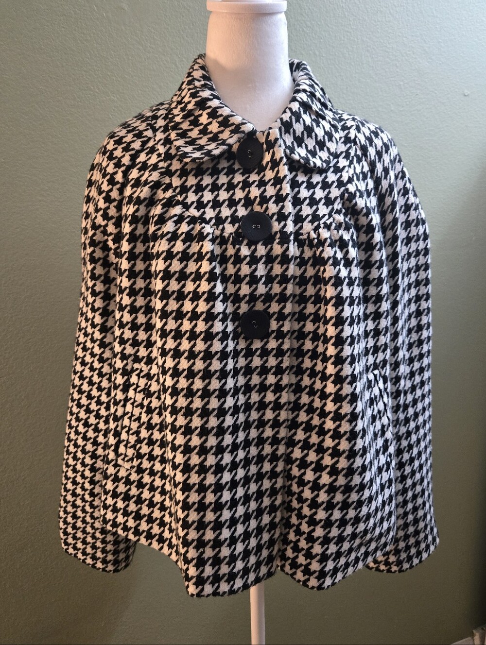 Mossimo Women's Black & White Houndstooth Peacoat-Style Blazer